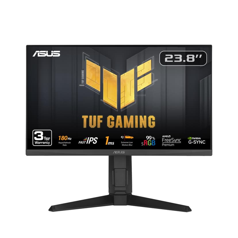 ASUS TUF Gaming 24” (23.8” viewable) 1080P Monitor (VG249QL3A) - Full HD, 180Hz, 1ms, Fast IPS, ELMB, FreeSync Premium, G-SYNC Compatible, Speakers, DisplayPort, Height Adjustable, 3 Year Warranty