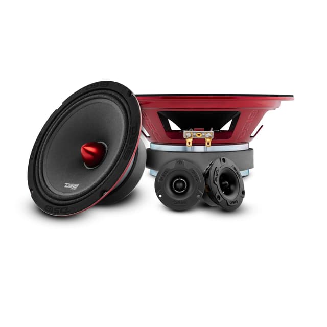 DS18 PRO-X8.4BMPK Mid and High Complete Package - Includes 2X Midrange Loudspeaker 8" and 2X Aluminum Super Bullet Tweeter 1" Built in Crossover - Door Speakers for Car or Truck Stereo Sound System