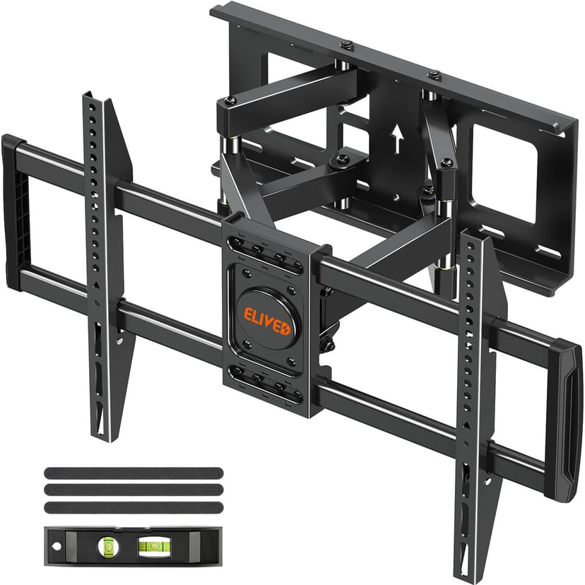 ELIVED TV Wall Mount for Most 37-82 inch tvs, Full Motion TV Mount Swivel and Tilt, Wall Mount Bracket Max VESA 600x400mm, Holds up to 132 lbs, Fits 8” 12” 16" Wood Studs