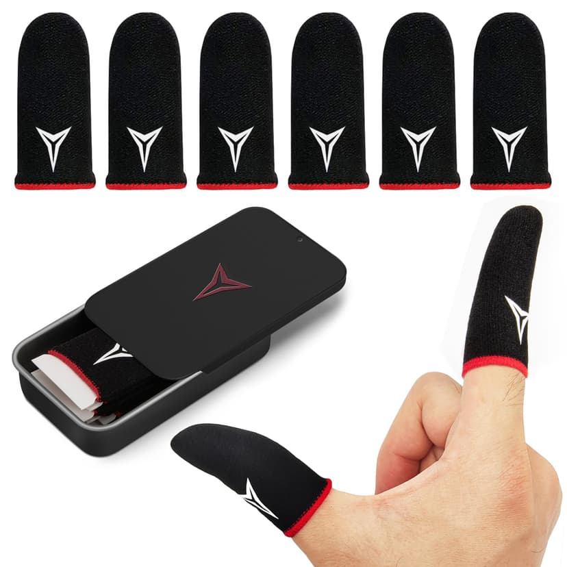Professional Mobile Gaming Finger Sleeves with a Slide Box,No More Slipping,Longer Size for 5 Fingers, High Sensitivity,Anti-Sweat,Anti-Slip Finger Gaming Gloves Fits All Touchscreen Devices,6 Pack