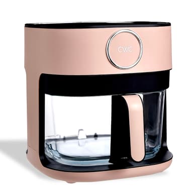COOK WITH COLOR 1400W 5.5Qt Digital Kitchen Air Fryer with Glass Basket, 8 Presets Healthy Cooking Options, Bake, Fry, Reheat, 60-Min Timer, Adjustable Temperature Control 175°F–400°F, Blush