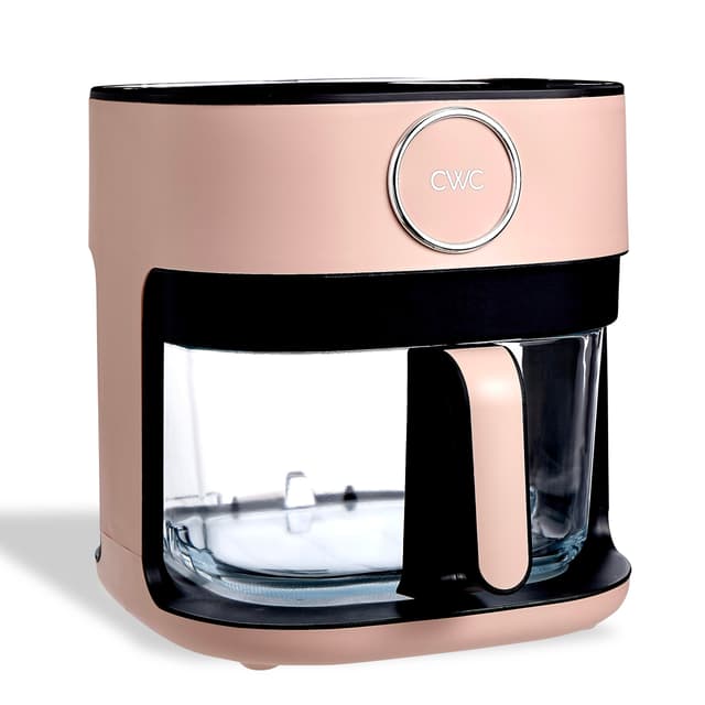 COOK WITH COLOR 1400W 5.5Qt Digital Kitchen Air Fryer with Glass Basket, 8 Presets Healthy Cooking Options, Bake, Fry, Reheat, 60-Min Timer, Adjustable Temperature Control 175°F–400°F, Blush