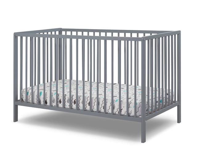 Sorelle Furniture Happy 3-in-1 Convertible Crib, Baby Crib to Toddler Bed, Sustainable Beech Wood, Non-Toxic Finish, Nursery Furniture - Gray