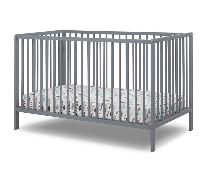 Sorelle Furniture Happy 3-in-1 Convertible Crib, Baby Crib to Toddler Bed, Sustainable Beech Wood, Non-Toxic Finish, Nursery Furniture - Gray