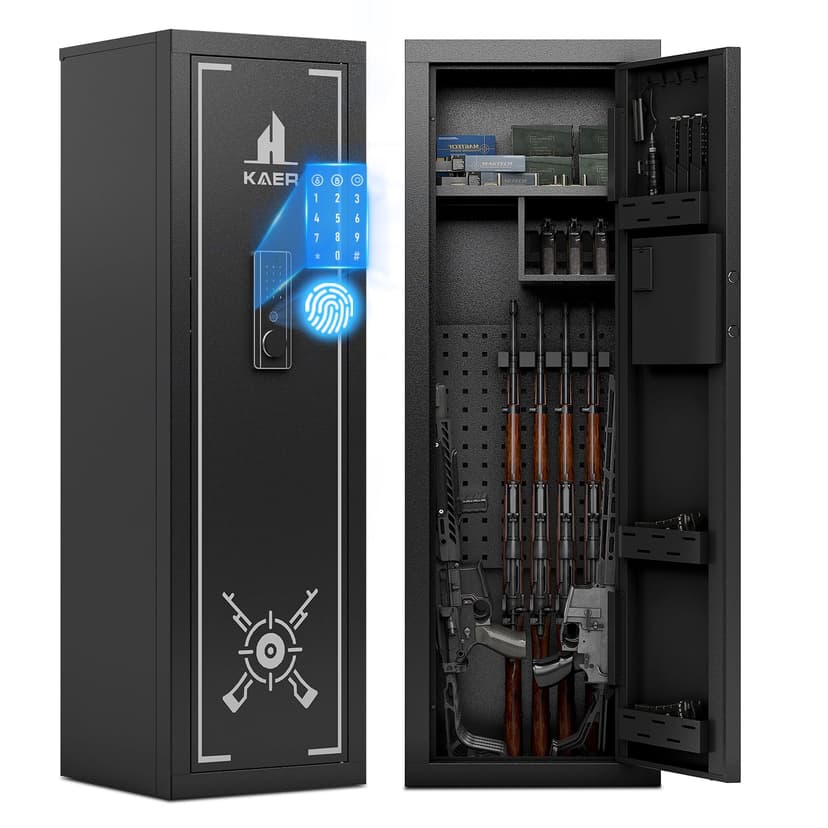KAER 13-15 Biometric Gun Safe Fingerprint Gun Safe for Rifles and Pistols Rifle Safes for Home Gun Safes for Rifles Multi-Function Gun Cabinet with Adjustable Cabinet Pistols Racks Unassembled