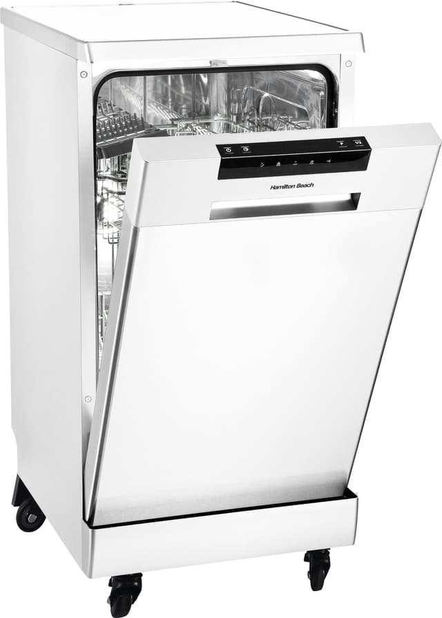 HAMILTON BEACH Portable Dishwasher with Wheels, 19in Wide, 8 Place Settings Capacity, White