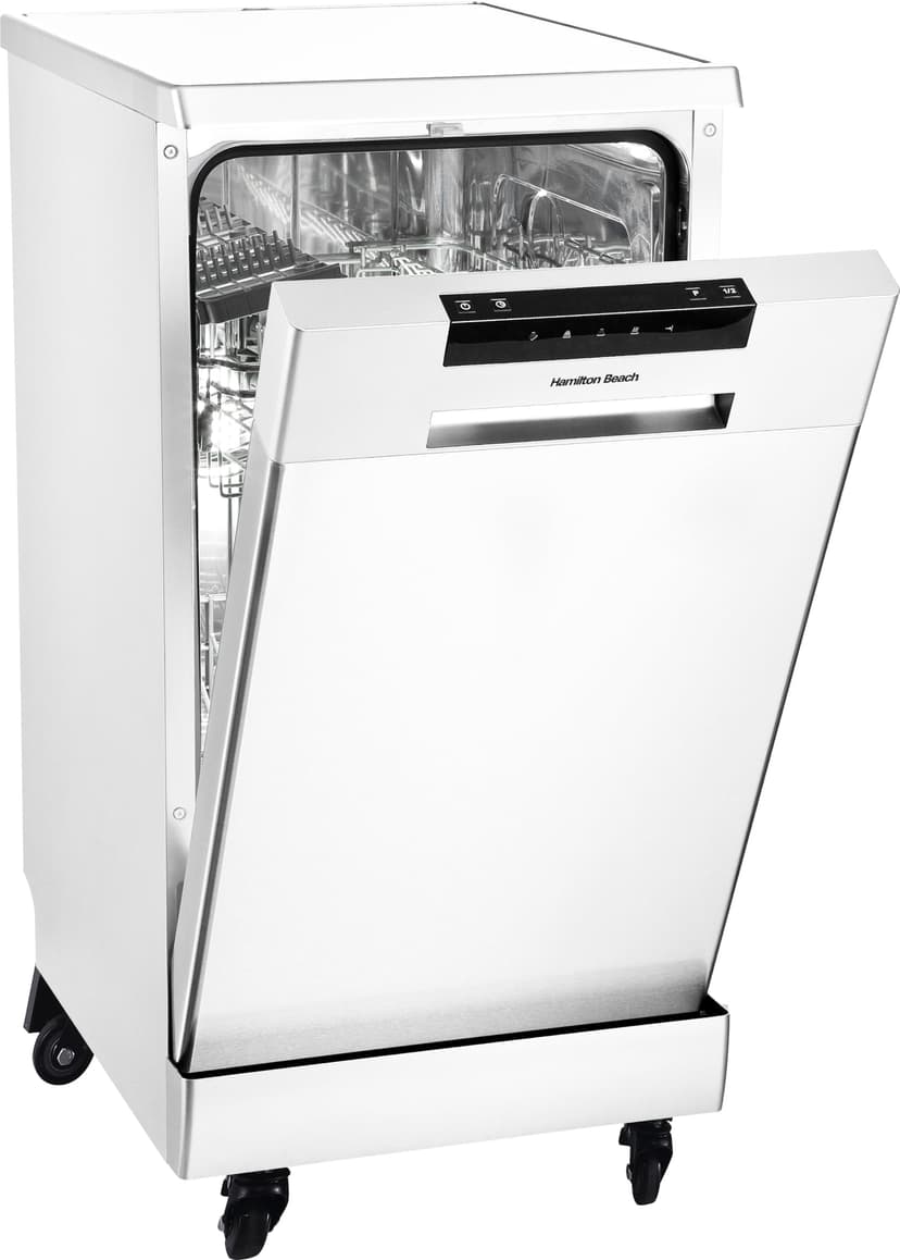 HAMILTON BEACH Portable Dishwasher with Wheels, 19in Wide, 8 Place Settings Capacity, White