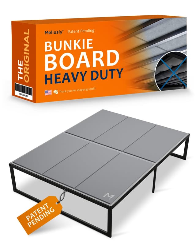 Meliusly Heavy Duty 10mm Bunkie Board Queen Size (60x80'') Patent Pending Low Profile Bed Board Design - Breathable, Noise Minimizing, Moisture Resistant Bunkieboards, Low Profile Bed Support