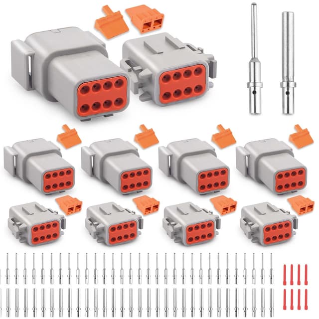 JRready Deutsch DTM 8 Pin Connectors 4 Kits, Waterproof Electrical Wire Connectors with Size 20 Solid Contacts 20-22AWG, ST6330-8 Deutsch DTM Automotive Connectors Kit for Car, Truck,Marine