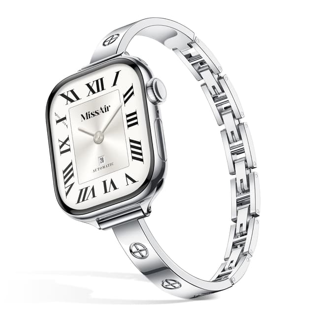 Missair Slim Bands Compatible with Apple Watch 38mm 40mm 41mm 42mm 44mm 45mm 46mm 49mm for Women, Thin Bracelet Dressy Designer Stainless Steel Metal Strap for iWatch Series 11 10 9 8 7 6 5 4 SE Ultra