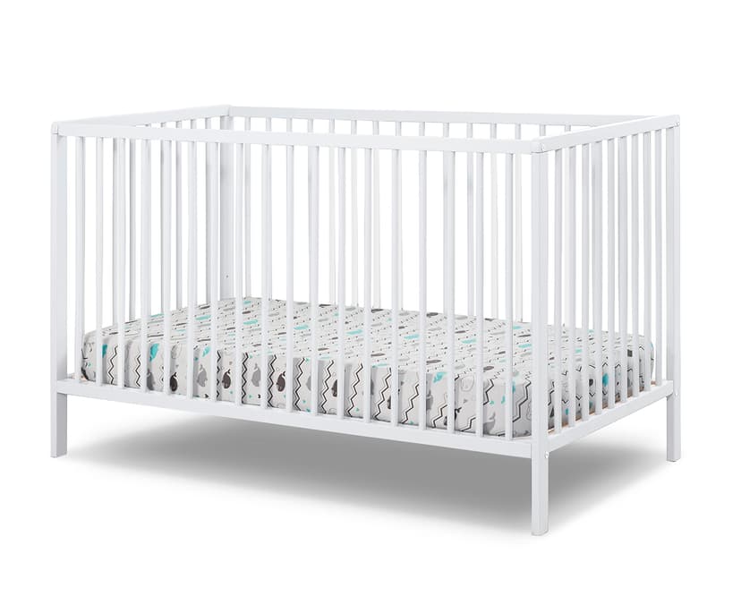 Sorelle Furniture Happy 3-in-1 Convertible Crib, Baby Crib to Toddler Bed, Sustainable Beech Wood, Non-Toxic Finish, Simplistic Nursery Furniture - White