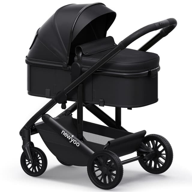 newyoo Infant Stroller with Bassinet Mode, Nestro 516M, Convertible Baby Strollers with Reversible Seat & Cup Holder, Coches para Bebes, 2-in-1 Rear-Facing Pram, Black