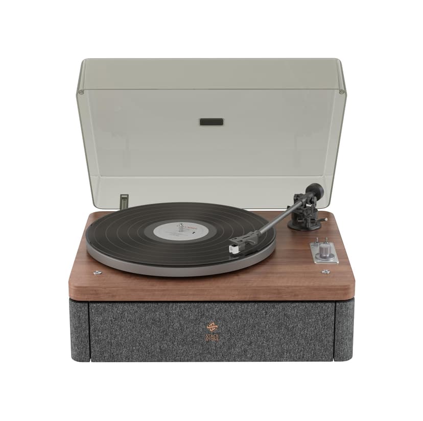 Stack Stone DS07 High Fidelity Vinyl Record Player with Built-in Speakers, All in One Vintage Belt Drive Wooden Turntable with Magnetic Cartridge, Ti Amplifiers, Bluetooth, RCA Output, Auto Off