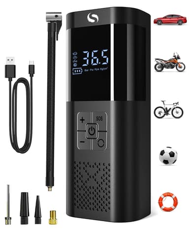Tire Inflator Portable Air Compressor 150PSI Cordless Air Pump For Car Tires With Digital Pressure Gauge Auto Shut-Off Type C Charging And LED Light For Cars Motorcycles Bicycles Balls And More