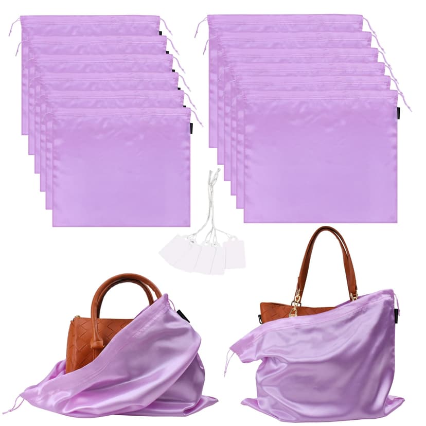 12 Pack Dust Bags for Handbags, Silk Cloth Bag With Drawstring Large Travel Storage Pouch for Handbag Purse Shoes Boots