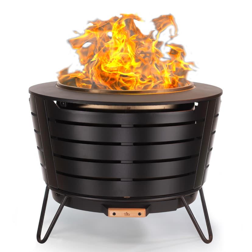 TIKI Patio Smokeless Outdoor Fire Pit, 25-Inch Wood-Burning Bonfire with Removable Ash Pan, Stand, and Weather-Resistant Cover