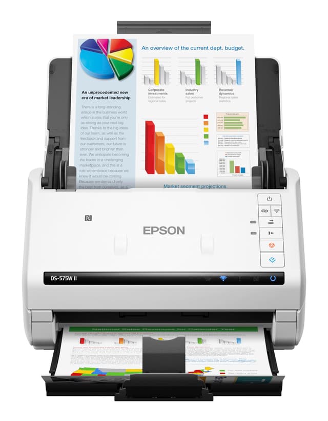 Epson DS-575W II Wireless Color Duplex Document Scanner for Computers with 50-Page Auto Doc Feeder (ADF) Twain and ISIS Drivers, Epson Smart Panel Mobile App