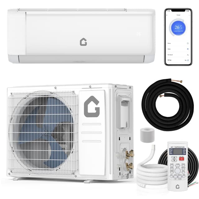 9000 BTU Mini Split AC w/Remote Control19 SEER2 Cools Up to 450 Sq. Ft,Ductless Inverter Mini Split System w/0.75 Ton Heat Pump Pre-Charged & Installation Kit, Ultra-Quiet