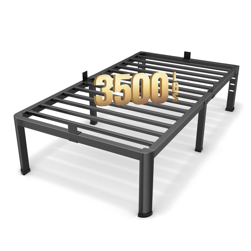 Superay 18 Inch Twin XL Size Metal Platform Bed Frame with Round Corners, Storage Space Under High Bed Frame-Heavy Duty Steel Slats Support, Noise Free - Easy Assembly - No Box Spring Needed