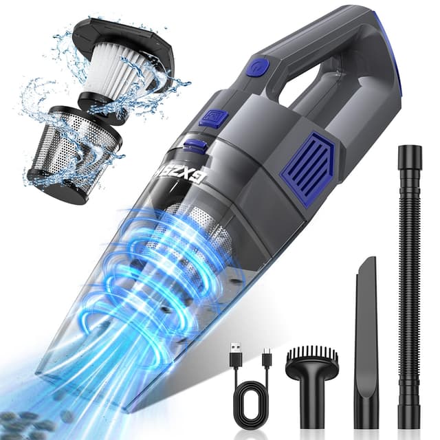 Gxzsk Handheld Vacuum Cordless, 15000PA Strong Suction Hand Held Car Vacuum Cleaner Rechargeable, Portable Hand Vacuum with Multi-Nozzles & Washable Filter for Home Office, Car, Pets