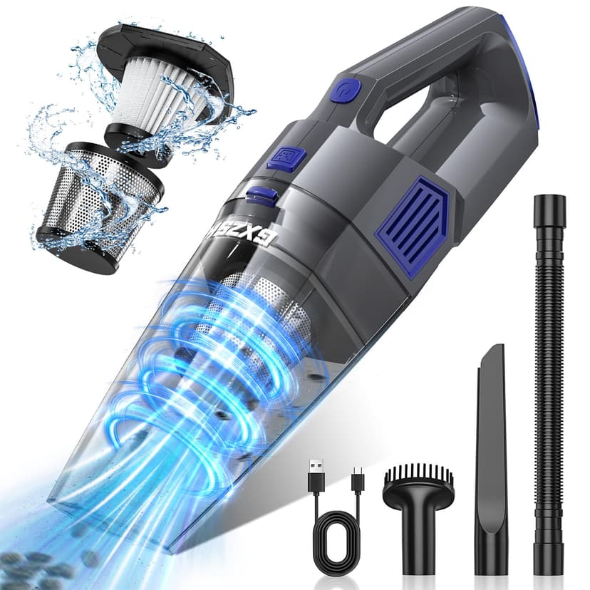 Gxzsk Handheld Vacuum Cordless, 15000PA Strong Suction Hand Held Car Vacuum Cleaner Rechargeable, Portable Hand Vacuum with Multi-Nozzles & Washable Filter for Home Office, Car, Pets