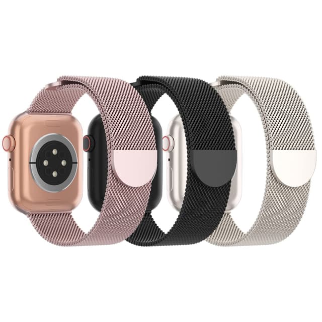 3 Pack Mesh Metal Band Compatible with Apple Watch Band 38mm 40mm 41mm 42mm 44mm 45mm 46mm 49mm, Stainless Steel Magnetic Loop Strap for iWatch Ultra 3 2 1 Series 11/10/9/8/SE/7/6/5/4/3 Men Women