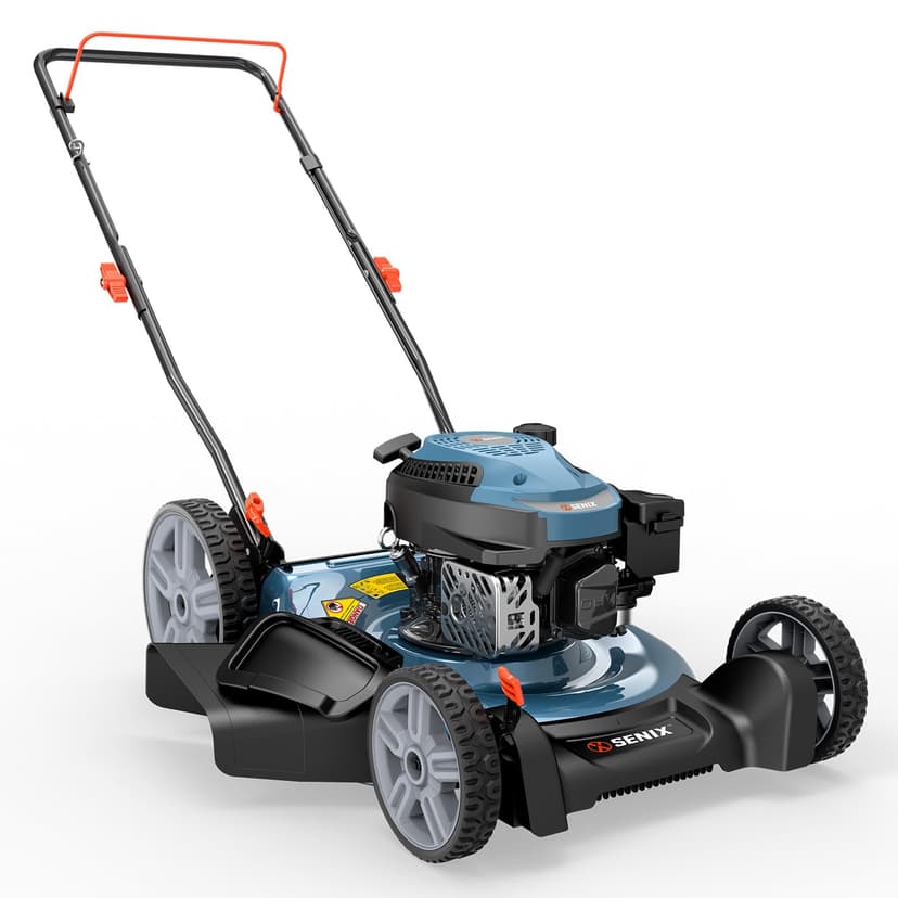 SENIX 144 cc Gas Lawn Mower, 21 inch 2-in-1 Push with Mulching and Side Discharge, 4-Cycle Engine, 6 Position Cutting Height Adjustment for Yard and Garden