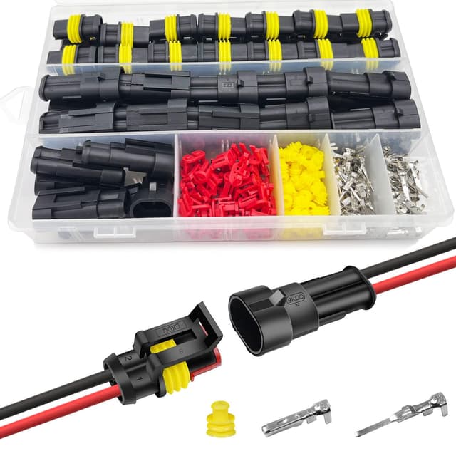 Twippo 25 Kit 2 Pin Connector Automotive Waterproof Connectors 2 Wire Connectors Electrical Connector Two Pin Connector Quick Disconnect Plug Kit 22-16 AWG