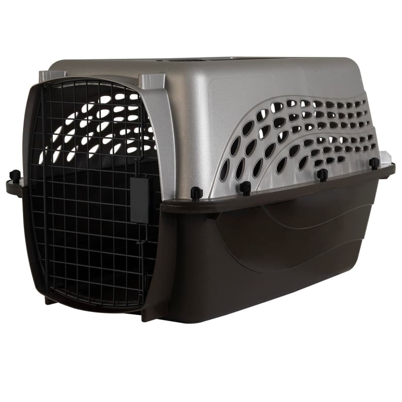Petmate Dog Crates for Small Dogs & Cat Carriers, Two-Door Plastic Pet Kennel, Top & Front Loading, Made in USA, 24" For Pets Up To 15 lb, Pearl Tan