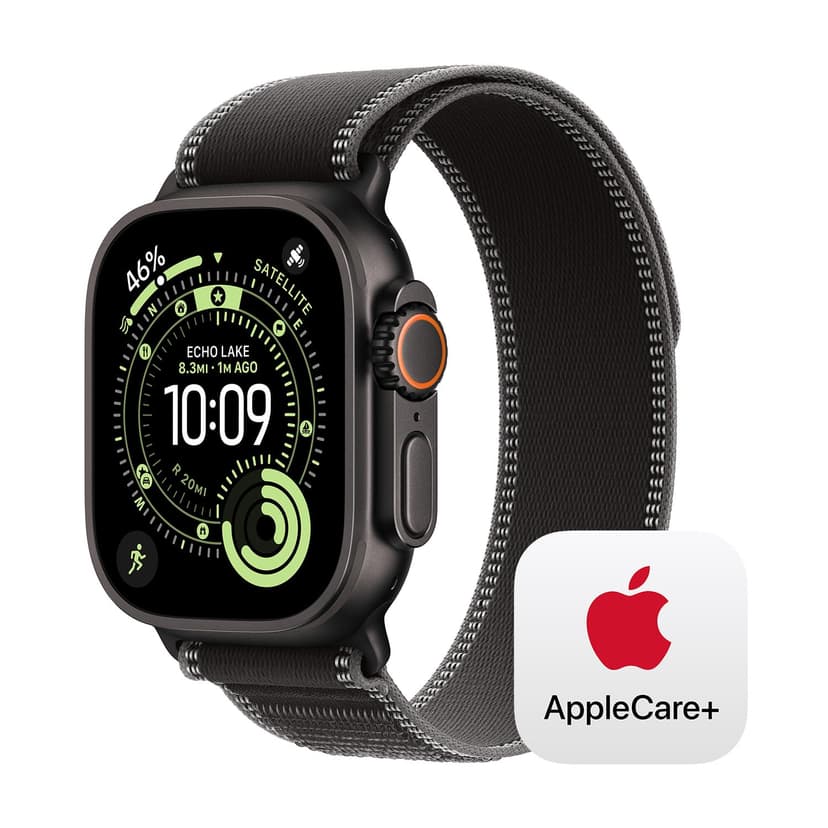 Apple Watch Ultra 3 [GPS + Cellular 49mm] Running & Multisport Smartwatch w/ Rugged Titanium Case w/ Black/Charcoal Trail Loop - S/M w/ AppleCare+ (2 years)