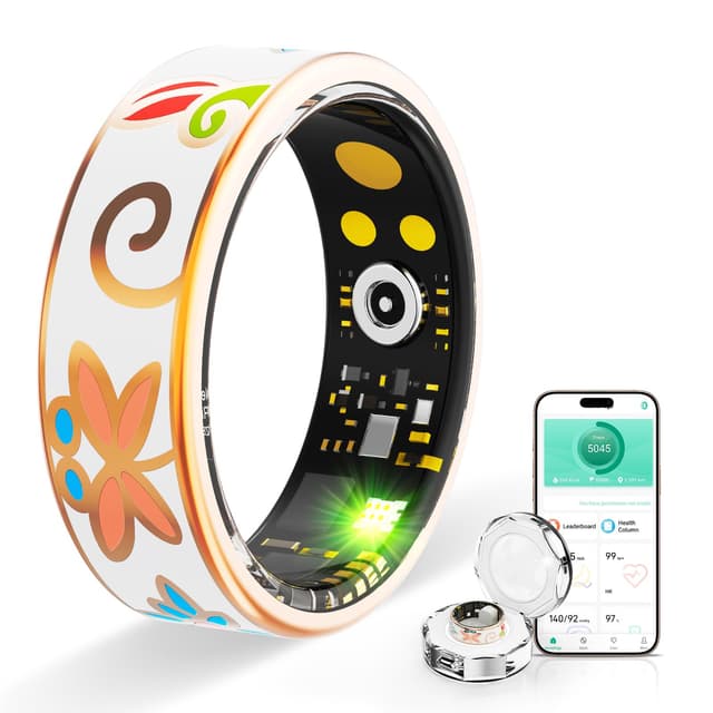 Smart Ring Health Tracker, for men and women, equipped with heart rate monitor, sleep tracker, 8 exercise modes, step counter, 5-7 days battery life, no subscription fee, IP68 waterproof R18 (7)