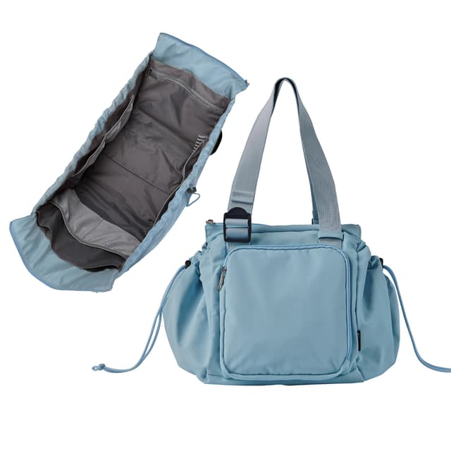 Diaper Bag Tote with 16 Compartments, Premium Nylon Taslon Fabric, Convertible Travel Bag with Trolley Sleeve, Hanging Car Seat Organizer, 3-in-1 Work Shoulder Bag for Teacher Nurse (Cloud Blue)