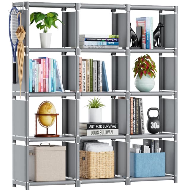 Mavivegue Book Shelf, 12 Cube Storage Organizer, DIY Bookcase, Metal Cube Bookshelf, Cubbies Closet Storage Organizer Shelves for Bedroom,Living Room,Home,Office