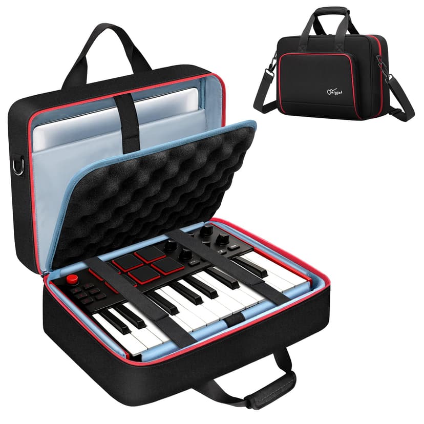 SNIGJAT MIDI Keyboard Case for AKAI MPK MINI MK3, Carrying Case for Arturia MiniLab 3 with 14“ Laptop Compartment, Soft Padded MIDI Controller Keyboard Bag with Handle & Shoulder Strap