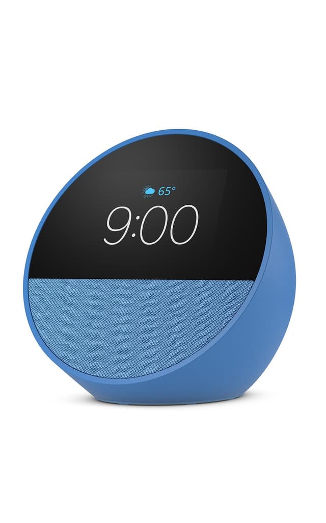 Amazon Echo Spot (newest model), Great for nightstands, offices and kitchens, Smart alarm clock, Designed for Alexa+, Ocean Blue