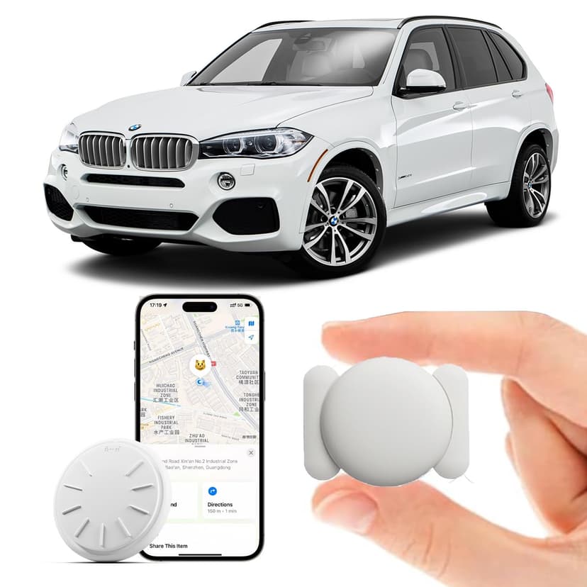 ZFSJTAG Car GPS Tracking Device for Vehicles, 1PCS Real Time GPS Tracker for Car Work with Find My (iOS Only),Hidden Mini GPS Tracker,No Monthly Fee (White Tracker, White Magnetic Case)