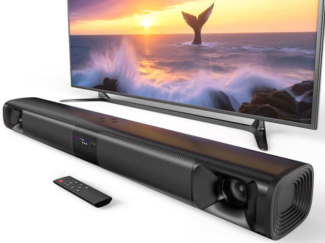 WebsLand Sound Bar for Smart TV, 80W Soundbar with Four Woofers, Dual Horn Tweeters, 2.0 Channel TV Speaker, 2 in 1 Detachable Design, BT/ARC/AUX/Optical Connection, Surround Sound System for TV