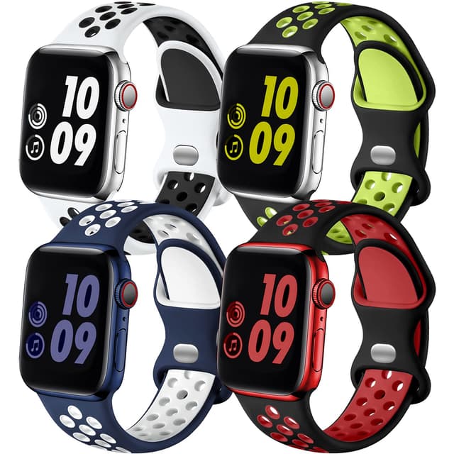 Adorve 4 Pack Sport Bands Compatible with Apple Watch Bands for Men Women 49mm 46mm 45mm 44mm 42mm 41mm 40mm 38mm,Breathable Soft Silicone Strap for iWatch Band Series 11 10 SE Ultra 9 8 7 6 5 4 3 2 1