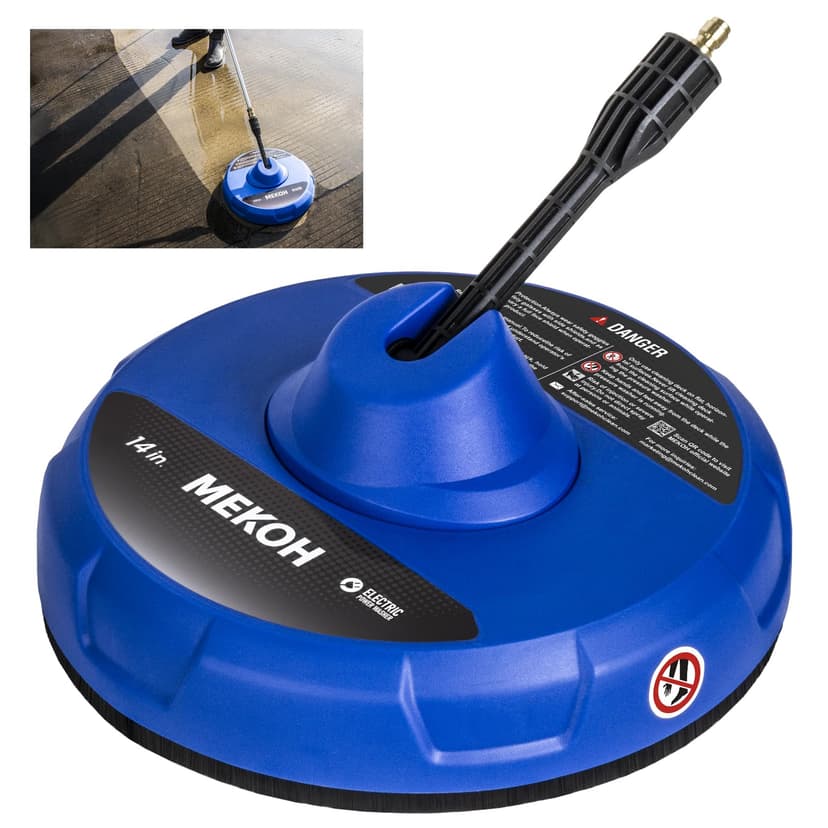 MEKOH 14” Electric Pressure Washer Surface Cleaner Attachment, 2500 PSI Universal Power Washer Accessories for Driveway Sidewalk Deck Patio Concrete Cleaning, 1/4" Quick-Connect, Dual Rotary Nozzles