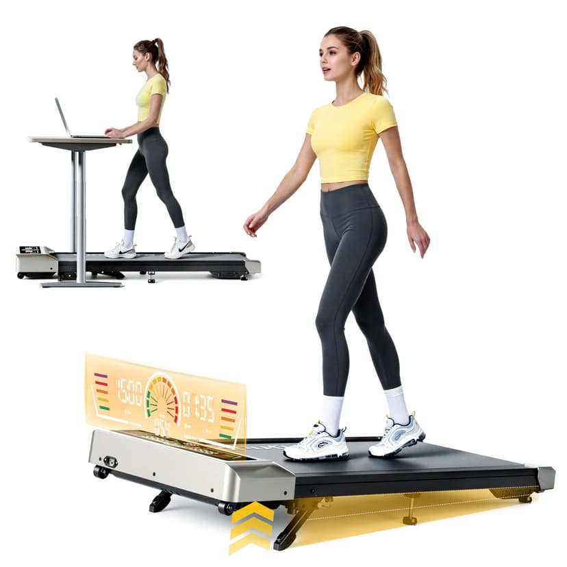 TOPUTURE Walking Pad with 10% Incline, 3.0HP Brushless Quiet Under Desk Treadmill, Portable Treadmills for Home/Office, Running Machine 300 lbs Capacity with RGB LED Screen, Remote Control/App Control