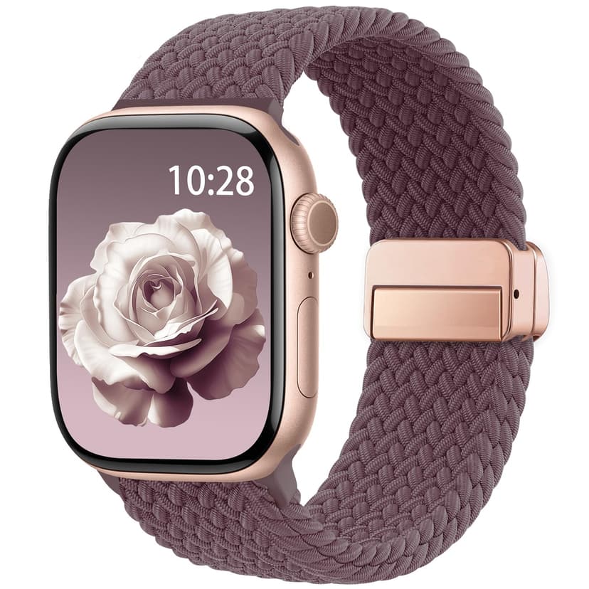 Braided Stretchy Band Compatible with Apple Watch Bands 38mm 40mm 41mm 42mm 44mm 45mm 46mm 49mm Women Men, Soft Nylon Solo Loop Magnetic Sport Strap for iWatch Series 11 10 9 8 7 6 5 4 3 2 1 SE Ultra