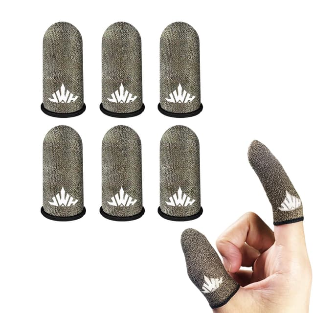 Hipporizz 6 Pack Dedales Gamer Profesionales Anti Slip Silver Fiber Gaming Finger Sleeve Covers Sweat Proof Mobile Phone Gamer Glove Guantes para Durable Thumb Cots for Pubg Gaming Accessories