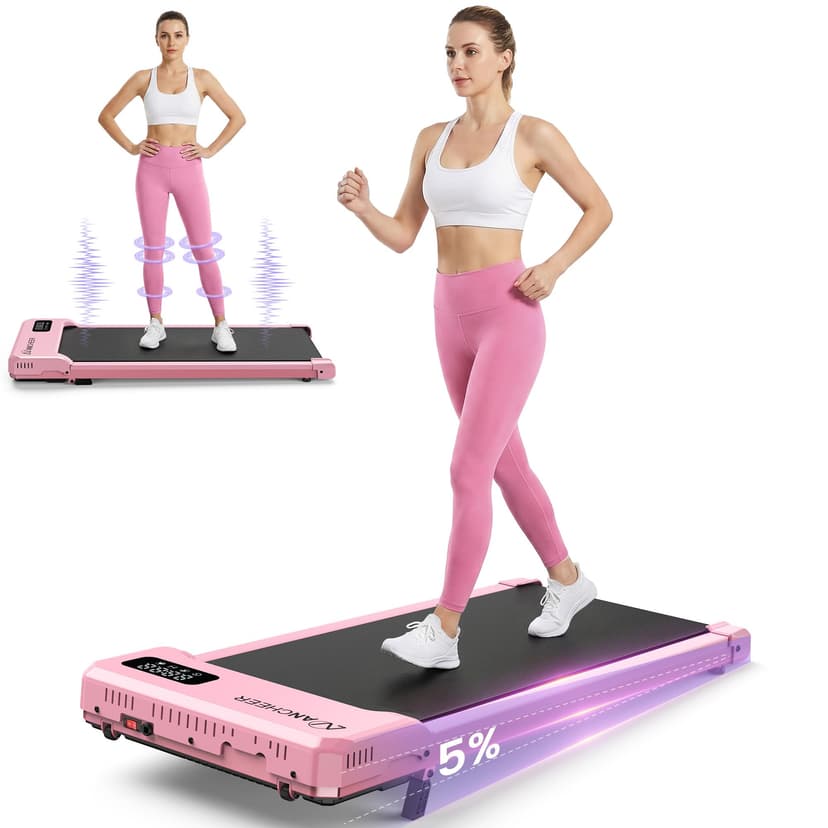 Pink Walking Pad Treadmill with Incline - Under Desk Treadmill with Vibration Massage Plate, 2.5HP Compact Portable Treadmills for Home Small Spaces, Office, Remote Control & LED Display