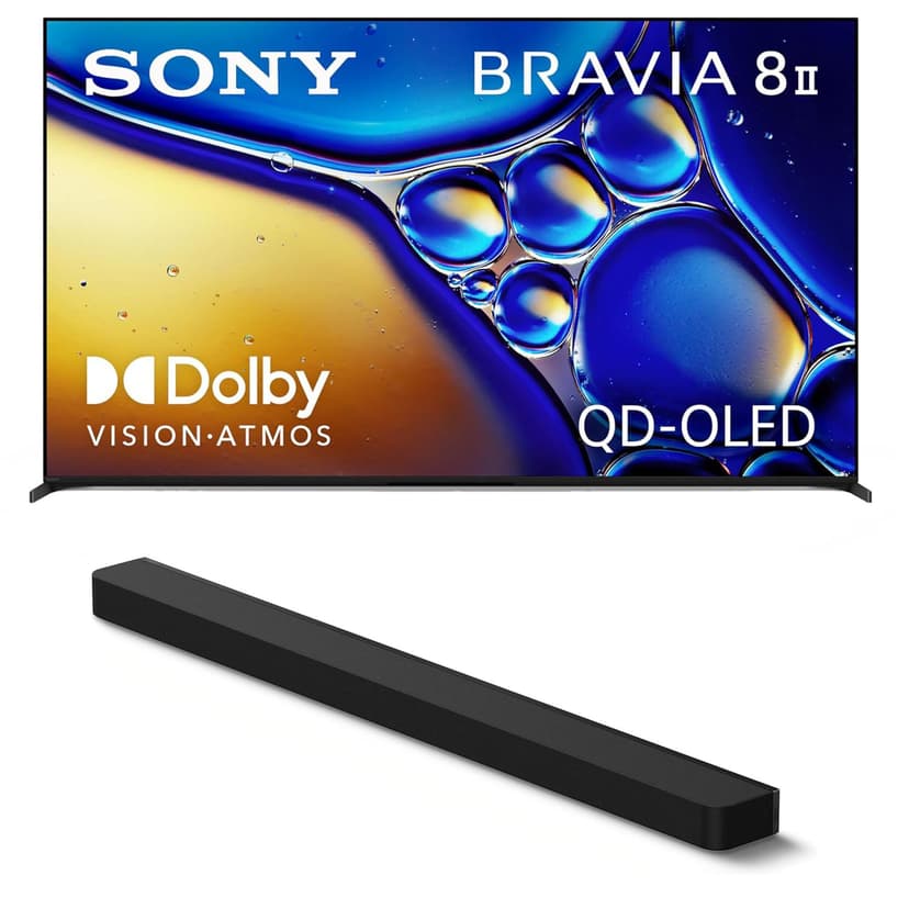 Sony K65XR80M2 65 Inch Bravia 8 QD-OLED 4K HDR Google TV with a HT-A9000 BRAVIA Theater Bar Soundbar (2025)