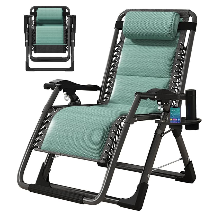 MOPHOTO Zero Gravity Chair, Outdoor Padded Lounge Chair with Side Table, Zero Gravity Recliner Chair, Outdoor Reclining Chair, Sturdy & Comfortable, Supports up to 440lbs