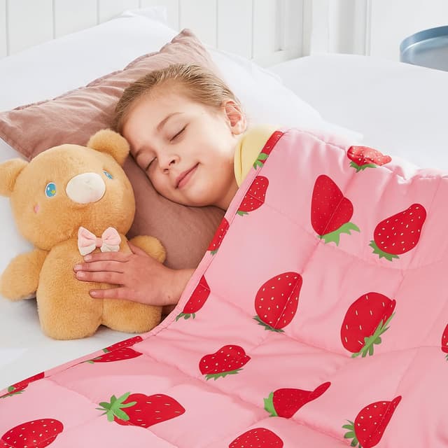 HOSUKKO Weighted Blanket - 3 lbs Pink Strawberry Heavy Blanket - Small Size Breathable Blanket(36 * 48 inches, 3 lbs)