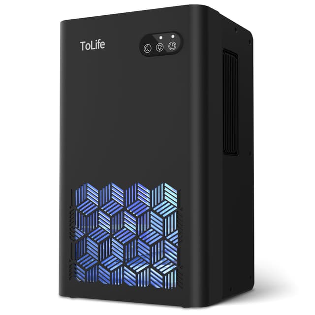 ToLife Dehumidifier for Home, 1000 sq.ft Dehumidifiers for Basement Bedroom Bathroom with 95 OZ Water Tank, Auto Shut Off 7 Colors LED Light, Black