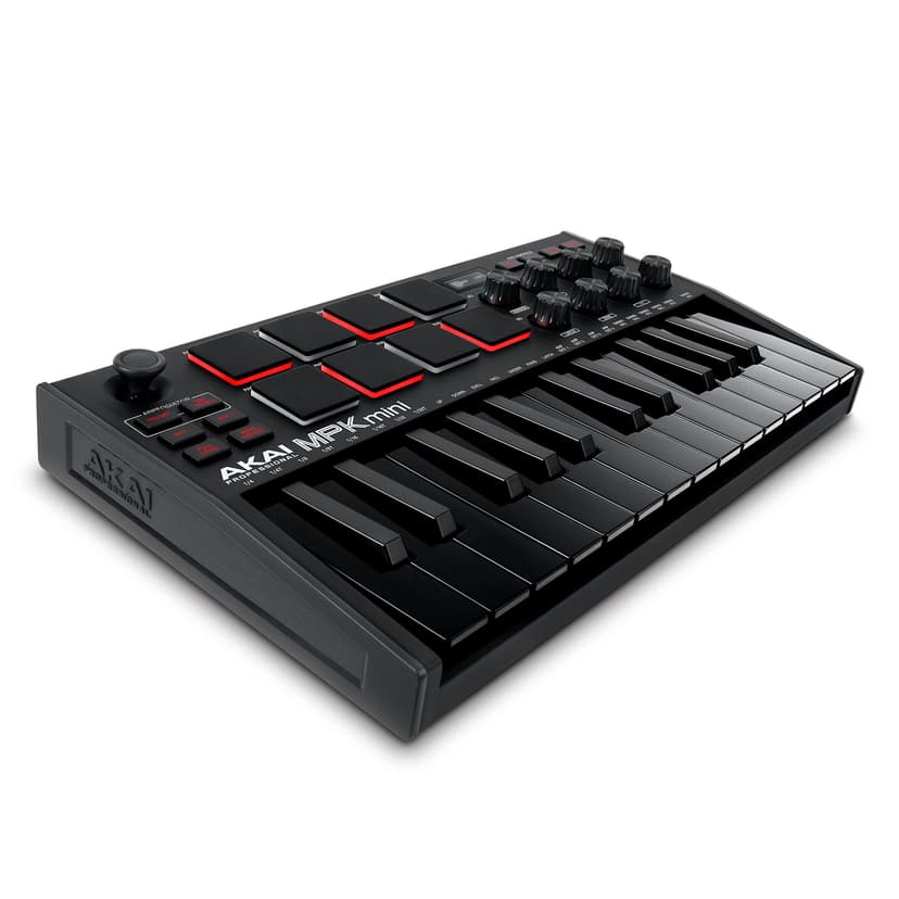 Akai Professional MPK Mini MK3 25 Key USB MIDI Keyboard Controller With 8 Backlit Drum Pads, 8 Knobs, Music Production Software and Native Instruments Sound Package (NKS Integration), Black
