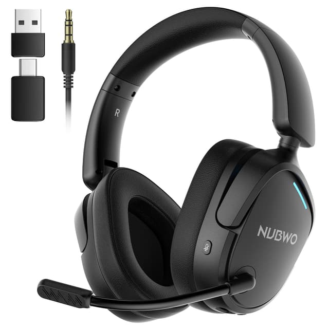NUBWO Wireless Gaming Headset for PS5, PC, PS4 - Dual 2.4G & Bluetooth Simultaneous Gaming Headphones, EQ Sound Modes, Noise-Canceling Mic, 80-Hour Battery, Comfortable Foldable & Travel Design
