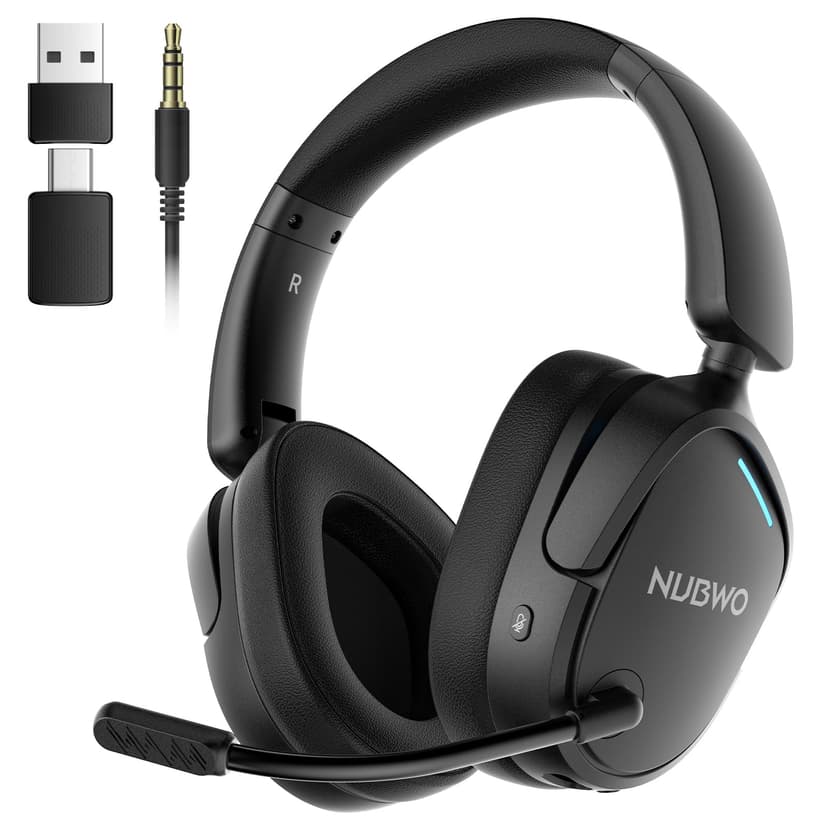 NUBWO Wireless Gaming Headset for PS5, PC, PS4 - Dual 2.4G & Bluetooth Simultaneous Gaming Headphones, EQ Sound Modes, Noise-Canceling Mic, 80-Hour Battery, Comfortable Foldable & Travel Design
